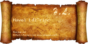 Havel Lőrinc névjegykártya